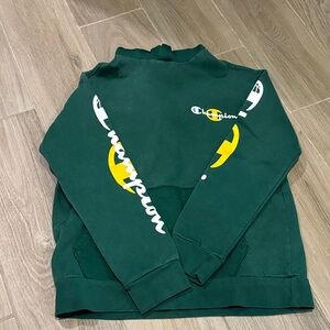 Champion Green Sweatshirt with yellow and white accents